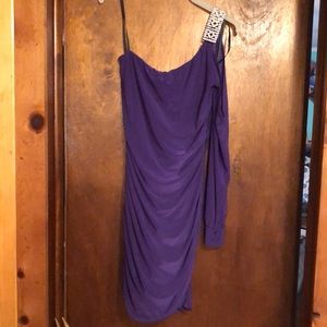 Deb 6/8 purple one shoulder cocktail dress